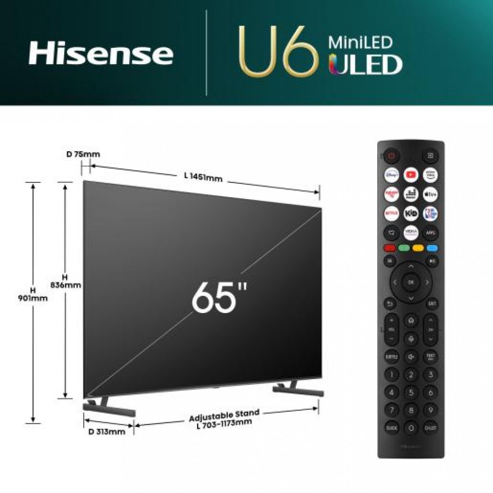 Телевізор Hisense 65U6NQ Mini LED QLED VIDAA Dolby Atmos