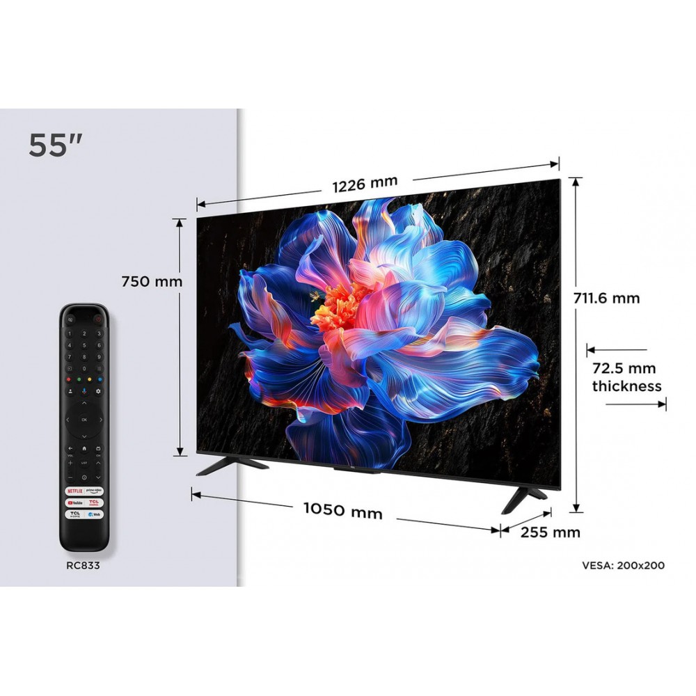 Телевізор TCL 55V6C UHD 4K Google TV Dolby Atmos (2025)