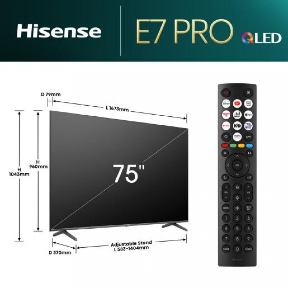 Телевізор Hisense 65E77NQ PRO QLED 4K Dolby Atmos 144 Гц