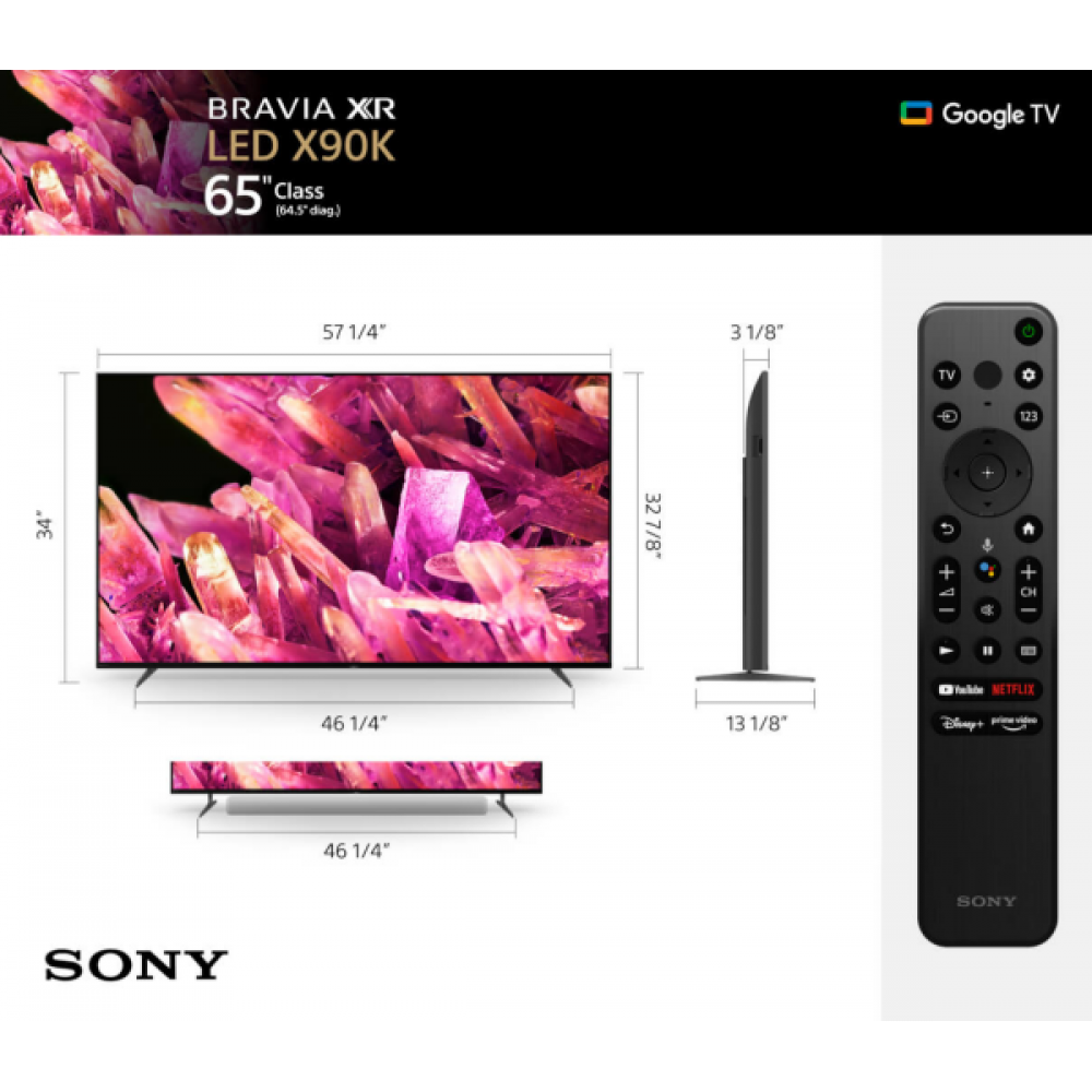 Телевізор Sony BRAVIA XR-65X90K Dolby Vision, Dolby Atmos, Google TV, 120 Гц