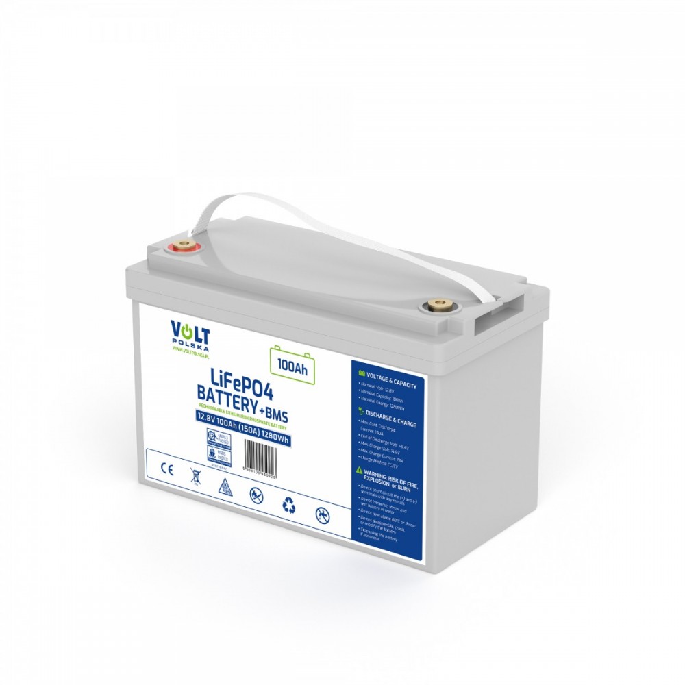 Акумулятор для ДБЖ/інвертора Volt Polska LiFePO4 12,8V 100Ah BMS (6AKLI10112)