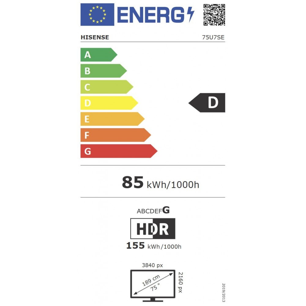 Телевізор Hisense 75U7SE Mini LED QLED Smart TV Сабвуфер 144 Гц