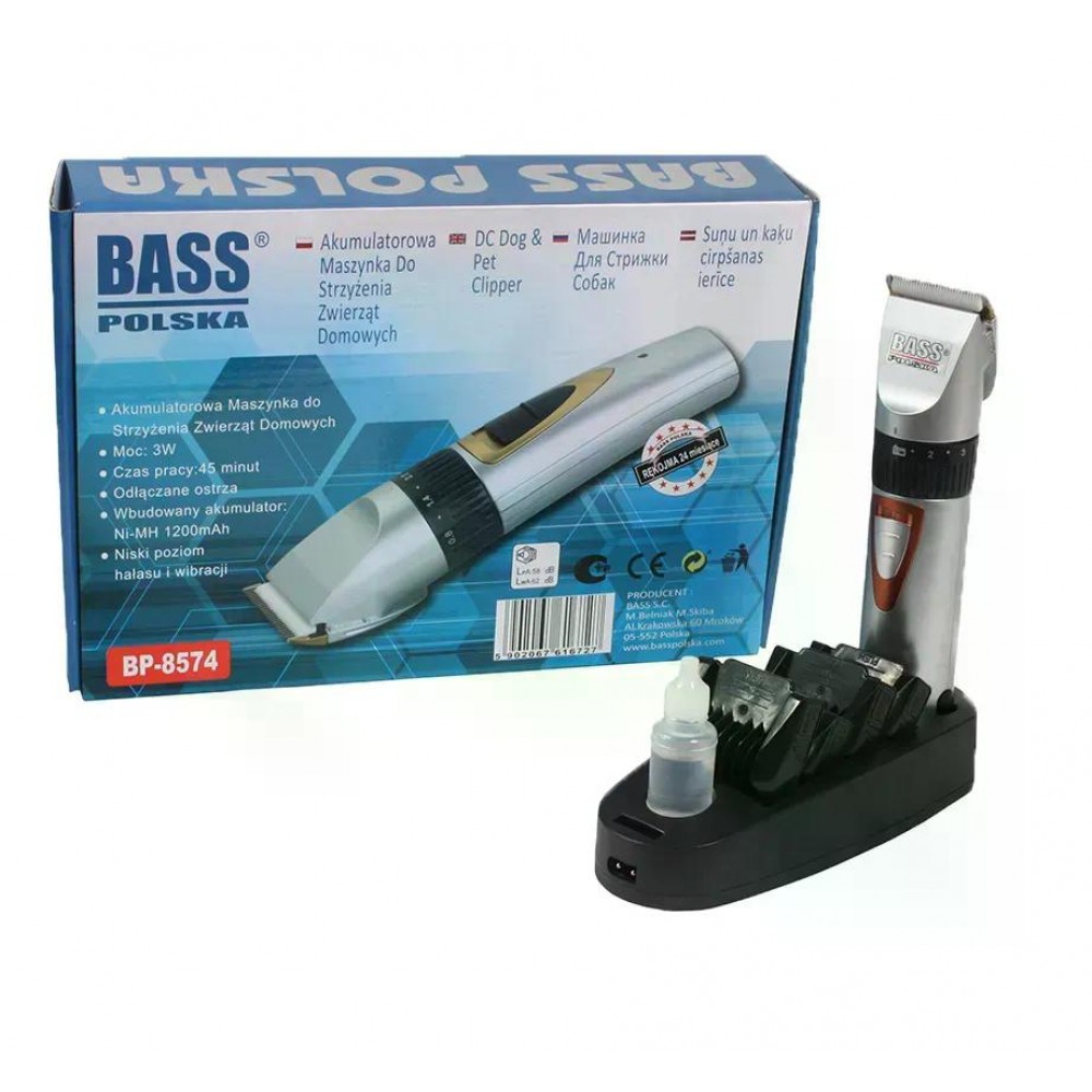 Машинка для стрижки собак, кішок бездротова Bass Polska 8574