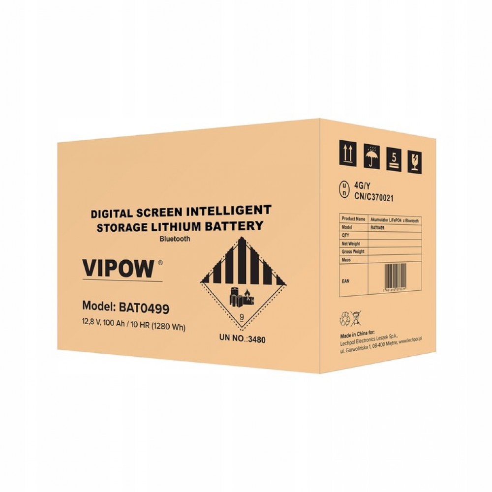 Акумулятор Vipow LiFePO4 100 Аг Bluetooth (BAT0499)