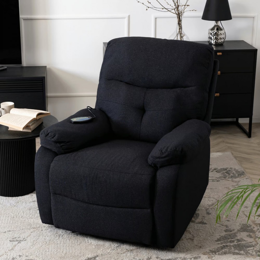 Крісло з масажем Mebel ELITE INTER Black (чорна тканина)