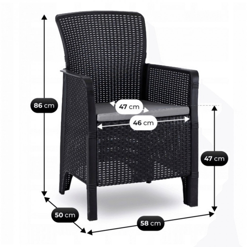 Комплект садових меблів MEBEL ELITE ARGOS FRESNO Чорний