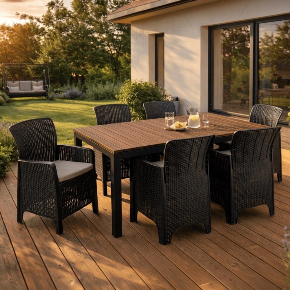 Комплект садових меблів MEBEL ELITE ARGOS FRESNO Чорний