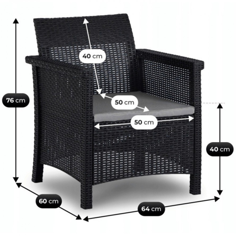 Комплект садових меблів MEBEL ELITE BRENTA чорний ME.BRENTA/CZ/RT/OGR/ZES