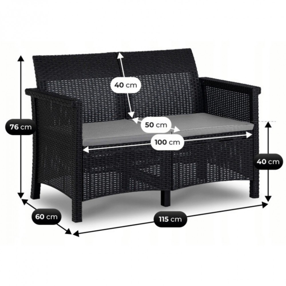 Комплект садових меблів MEBEL ELITE BRENTA чорний ME.BRENTA/CZ/RT/OGR/ZES