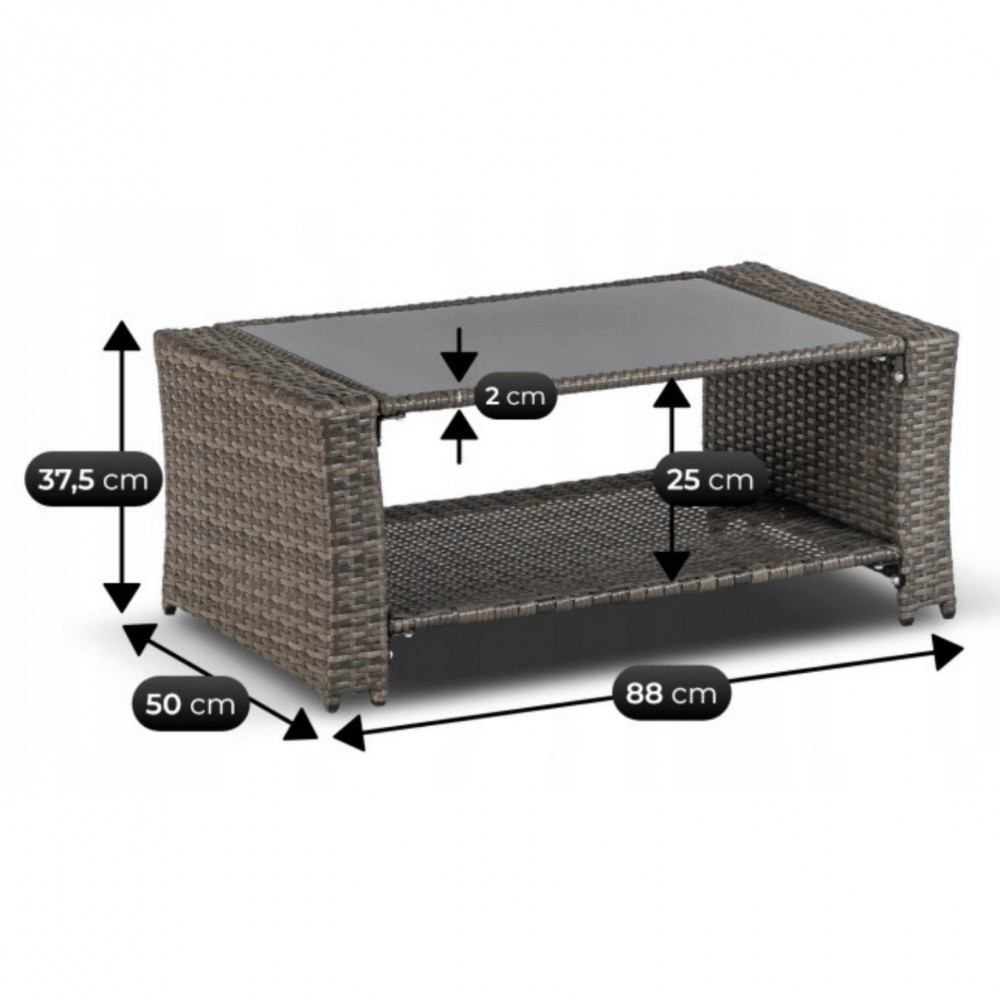 Набір садових меблів MEBEL ELITE DELGADO Сірий ME.DELGADO/P/RT/OGR/ZES
