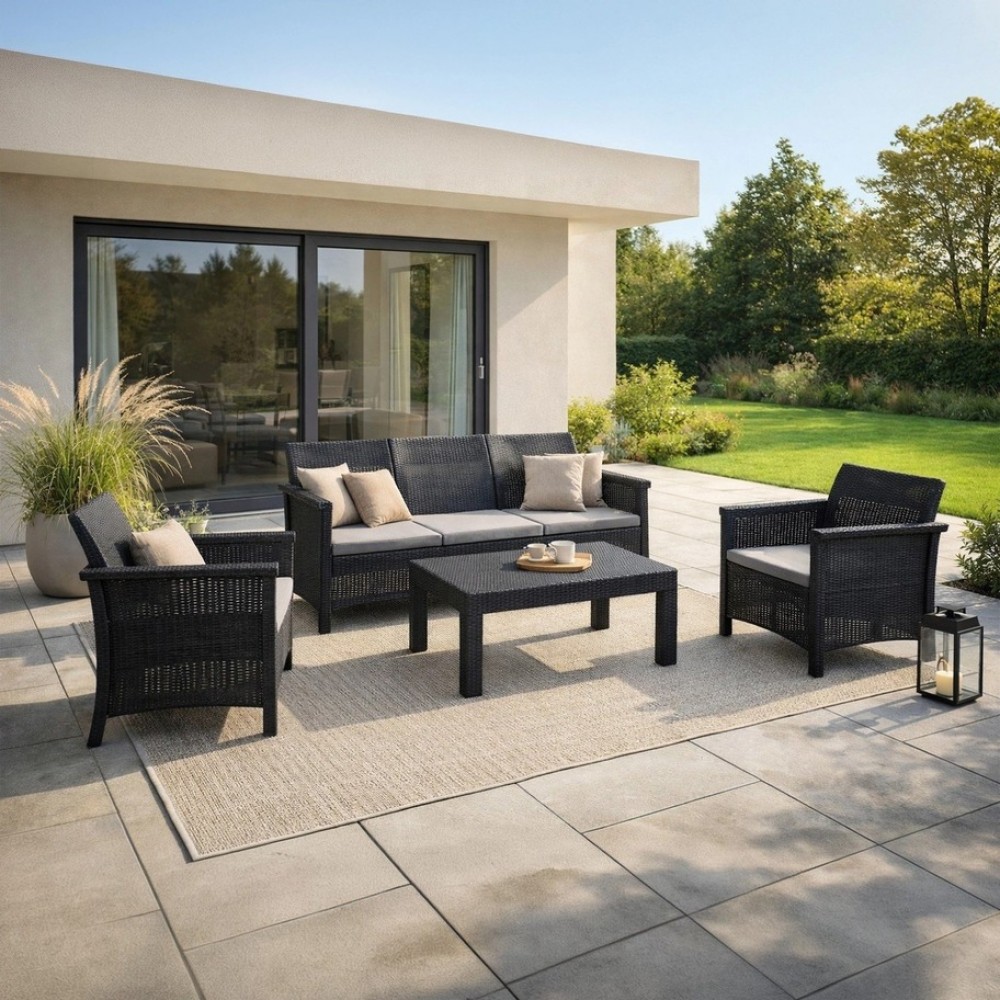 Комплект садових меблів MEBEL ELITE SAVIO Чорний ME.SAVIO/CZ/RT/OGR/ZES