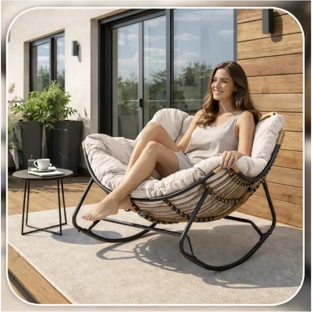 Садове крісло-гойдалка бежева ELTON Mebel Elite ME.ELTON/BZ/T/FW