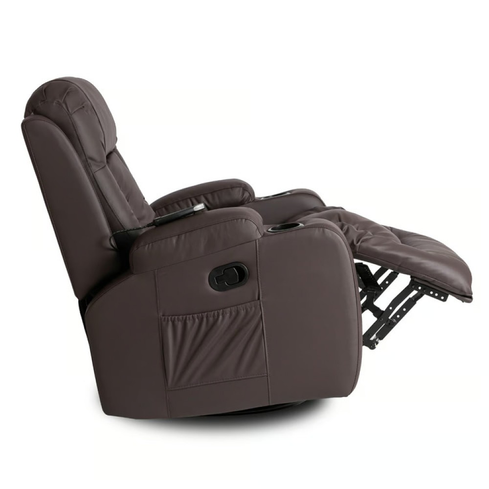 Крісло розкладне масажне Mebel Elite BOX Brown (коричнева екошкіра)