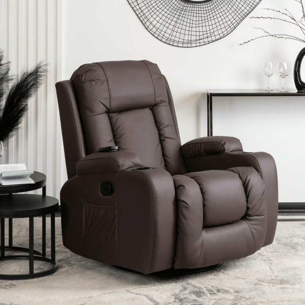Крісло розкладне масажне Mebel Elite BOX Brown (коричнева екошкіра)