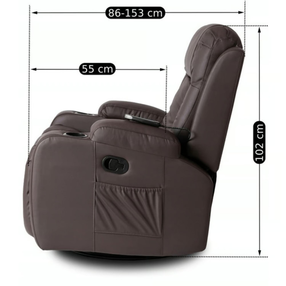 Крісло розкладне масажне Mebel Elite BOX Brown (коричнева екошкіра)