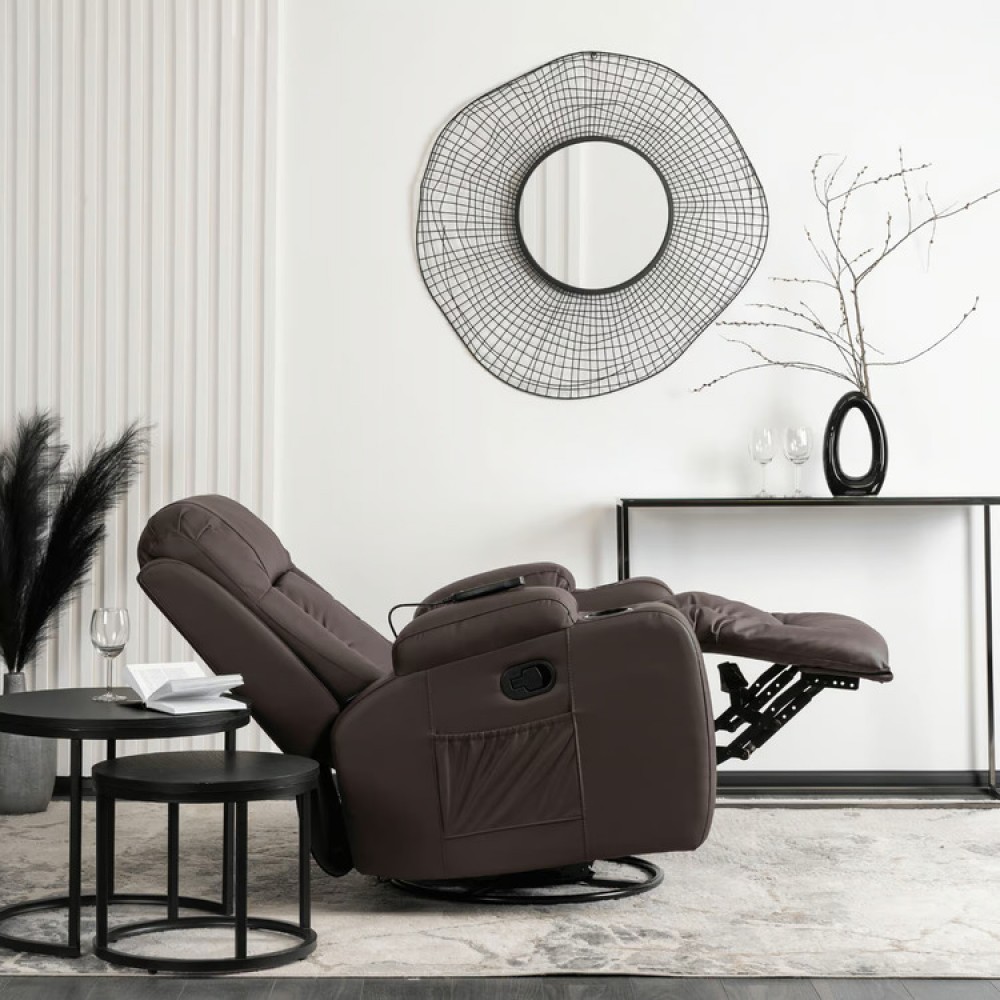 Крісло розкладне масажне Mebel Elite BOX Brown (коричнева екошкіра)