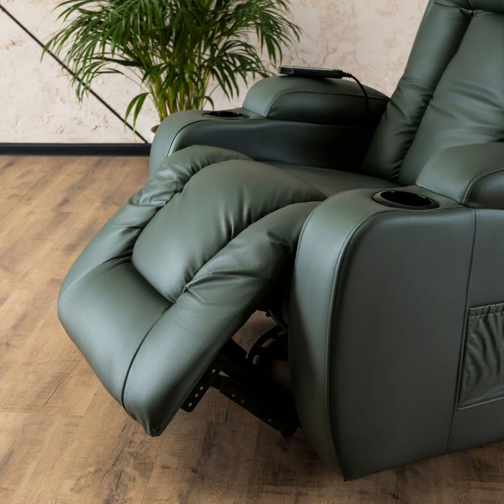 Крісло з масажем розкладне Mebel Elite BOX Green (зелена екошкіра)