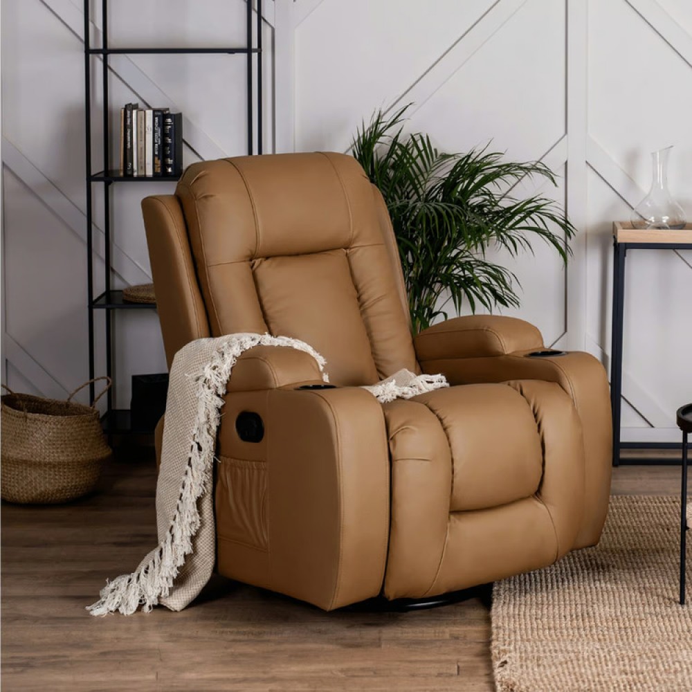 Крісло масажне розкладне Mebel Elite BOX Light Brown (світло коричнева екошкіра)