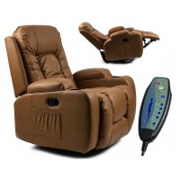 Крісло масажне розкладне Mebel Elite BOX Light Brown (світло коричнева екошкіра)
