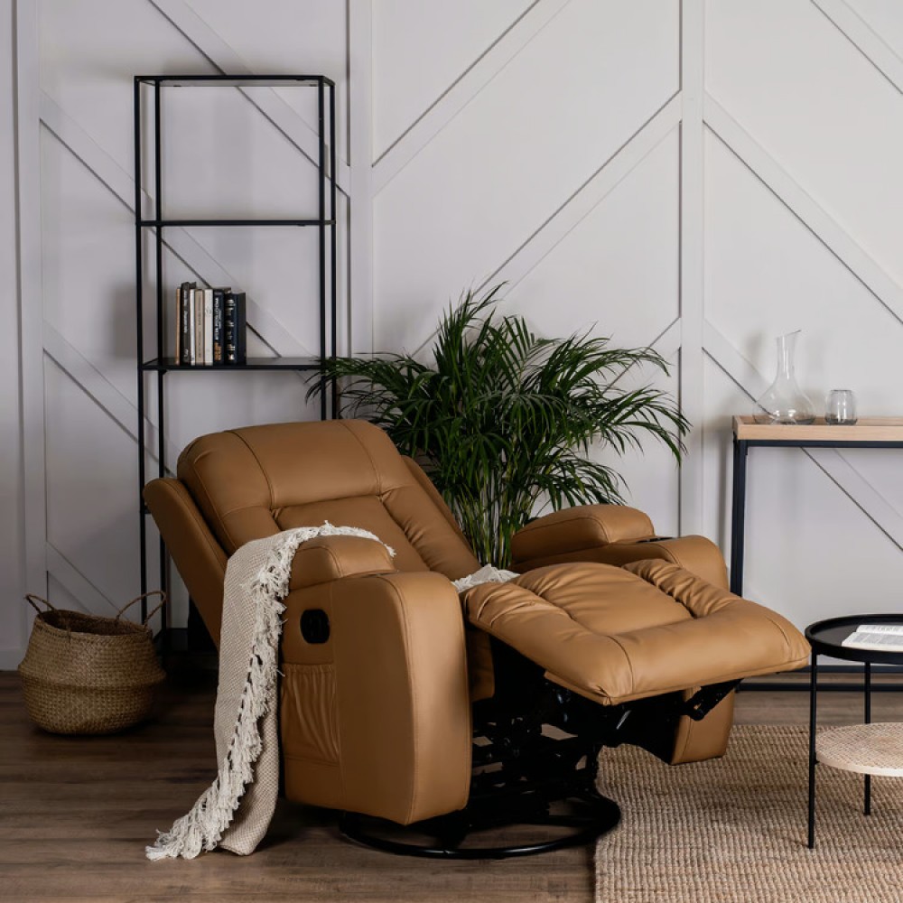 Крісло масажне розкладне Mebel Elite BOX Light Brown (світло коричнева екошкіра)
