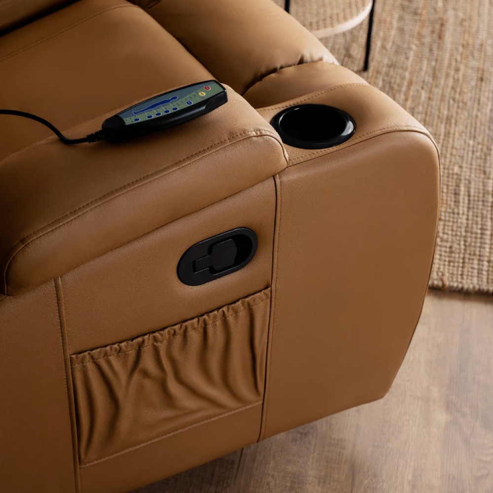 Крісло масажне розкладне Mebel Elite BOX Light Brown (світло коричнева екошкіра)