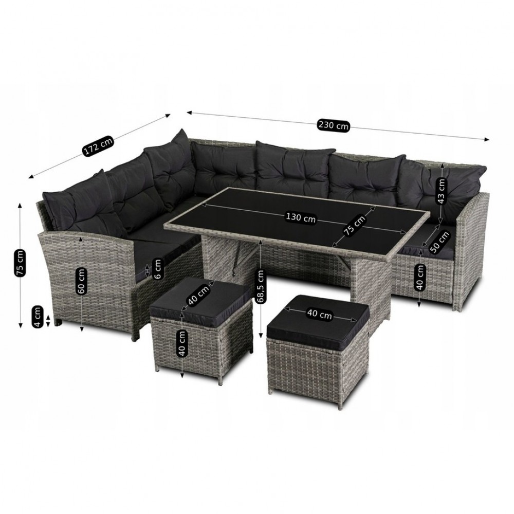 Набір садових меблів Mebel Elite DALLAS Technorattan Light gray (світло-сірий)