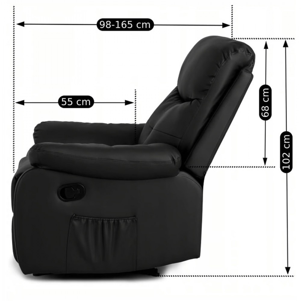 Крісло з масажем Mebel Elite INTER Black (чорна екошкіра)