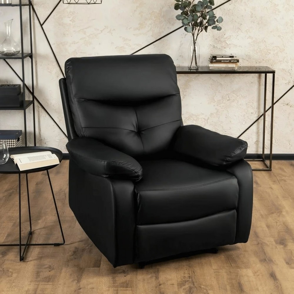 Крісло з масажем Mebel Elite INTER Black (чорна екошкіра)