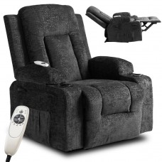 Крісло з масажем розкладне Mebel Elite BOX Black velour (чорний велюр)