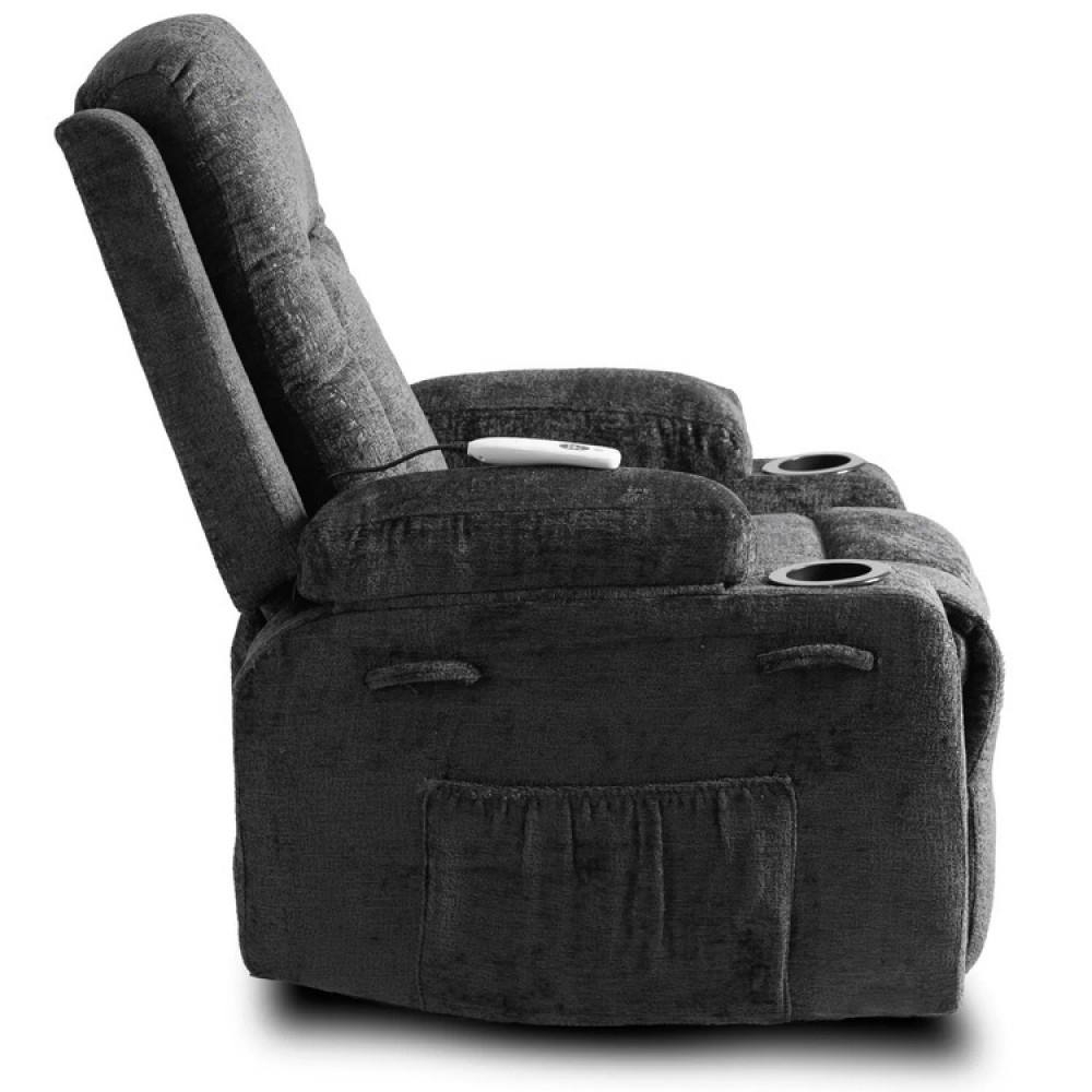 Крісло з масажем розкладне Mebel Elite BOX Black velour (чорний велюр)