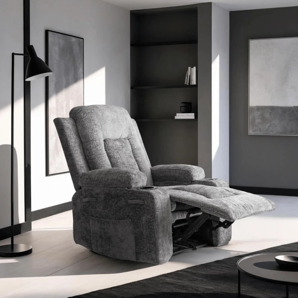 Крісло з масажем розкладне Mebel Elite BOX Gray velour (сірий велюр)