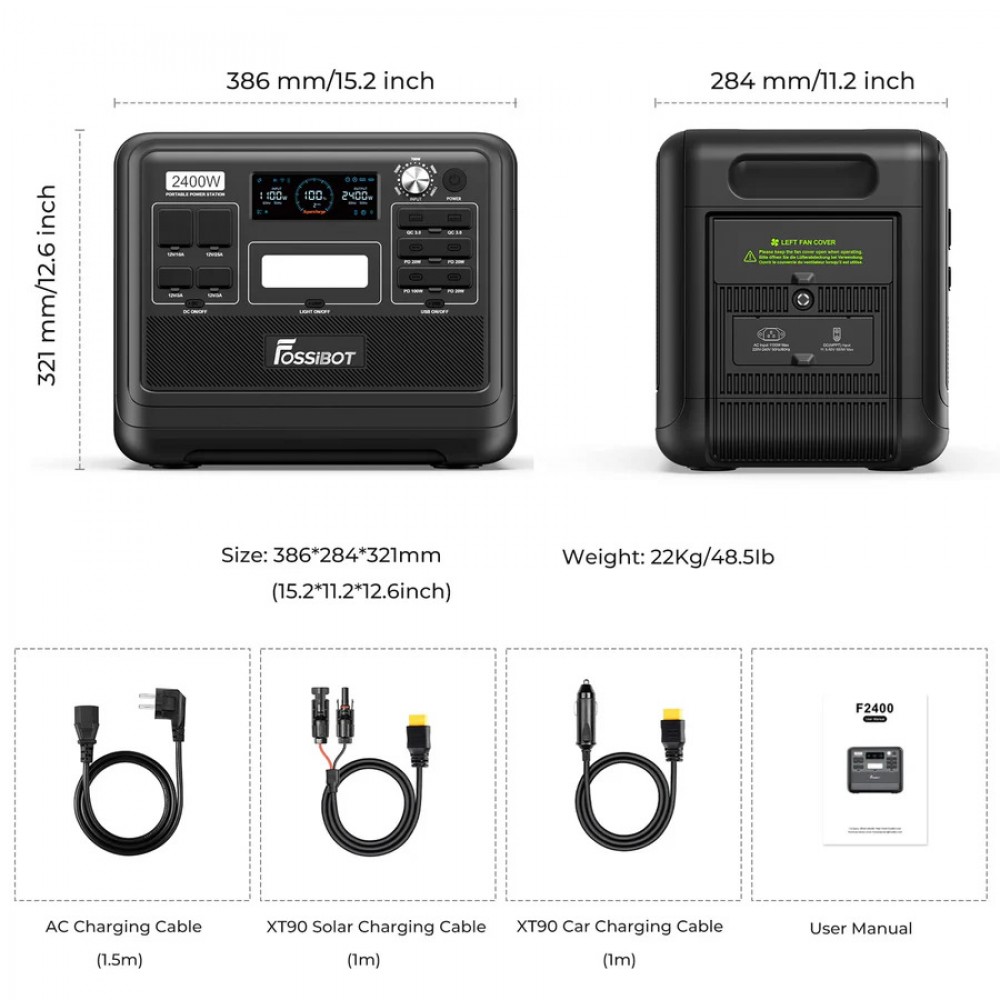 Зарядна станція Fossibot F2400 Black Wi-Fi 2400 Вт 2048 Вт·год