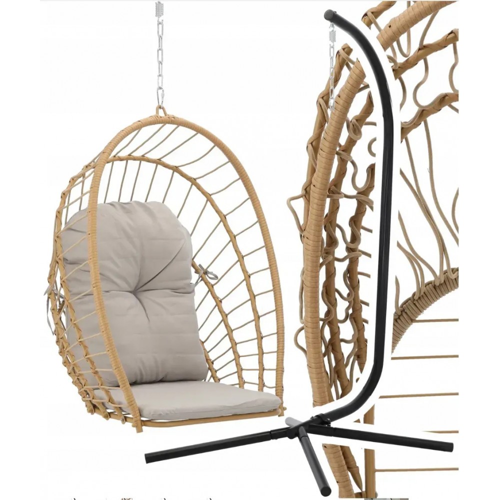 Підвісне крісло-гойдалка GardenLine кокон з подушками коричневий (FAT0923)