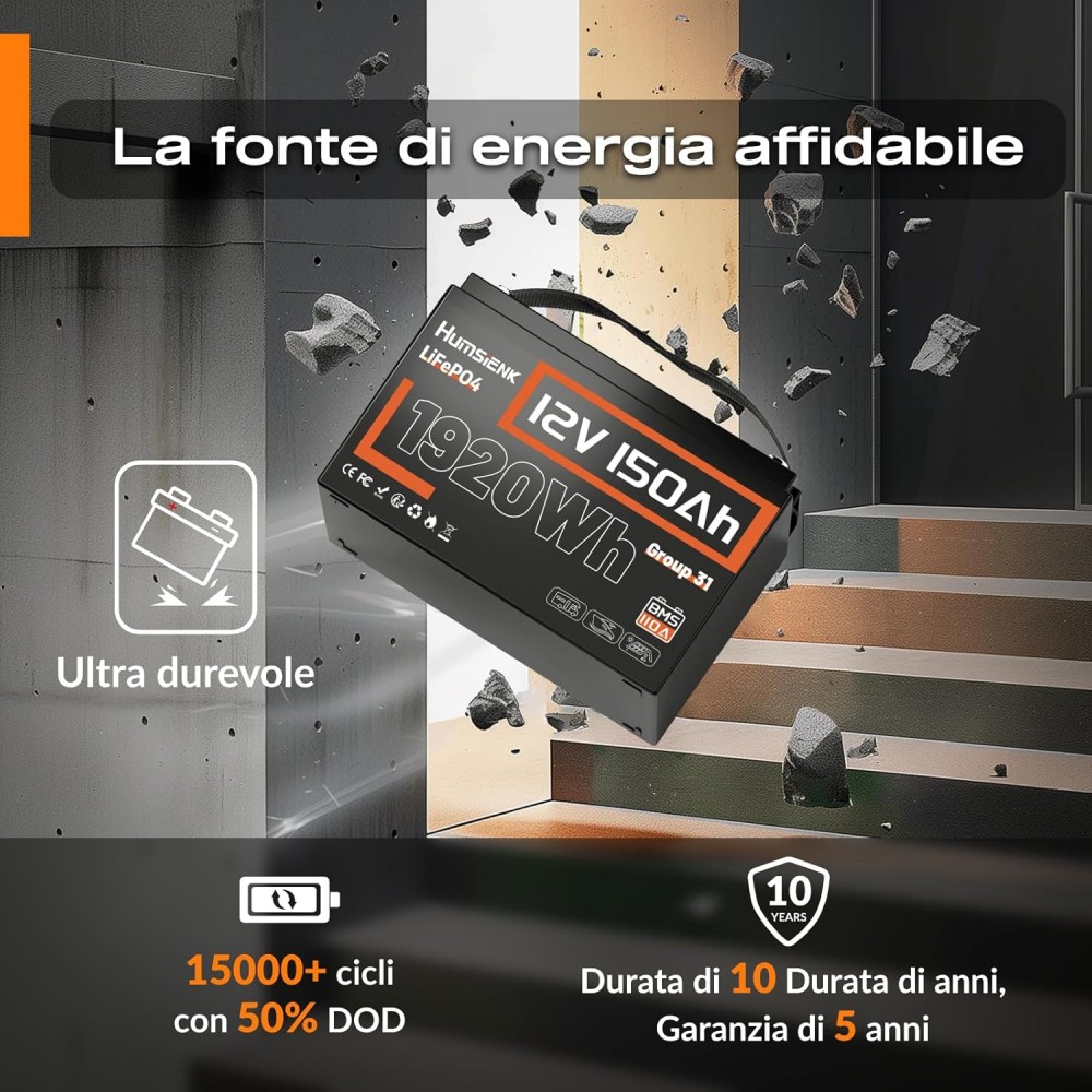 Акумулятор Humsienk LiFePO4 12V 150 Ah 110A BMS