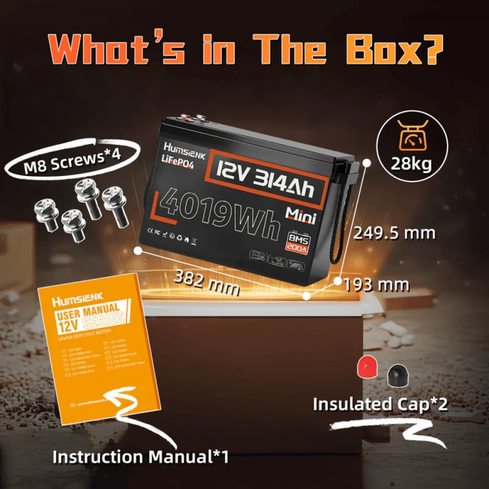 Акумулятор Humsienk LiFePO4 12V 314Ah (200A BMS)