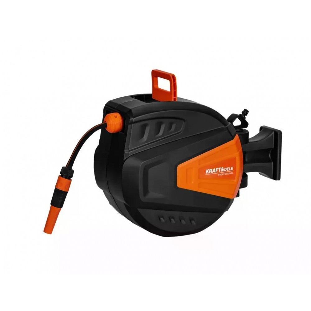 Автоматична котушка для садового шланга Kraft&Dele KD2151 1/2" 15+1,5 м — настінна, зі змотуванням, для поливу саду