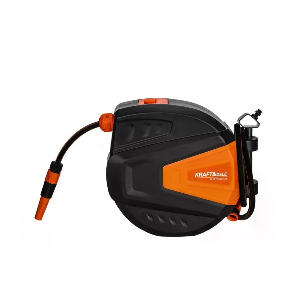 Автоматична котушка для садового шланга Kraft&Dele KD2151 1/2" 15+1,5 м — настінна, зі змотуванням, для поливу саду