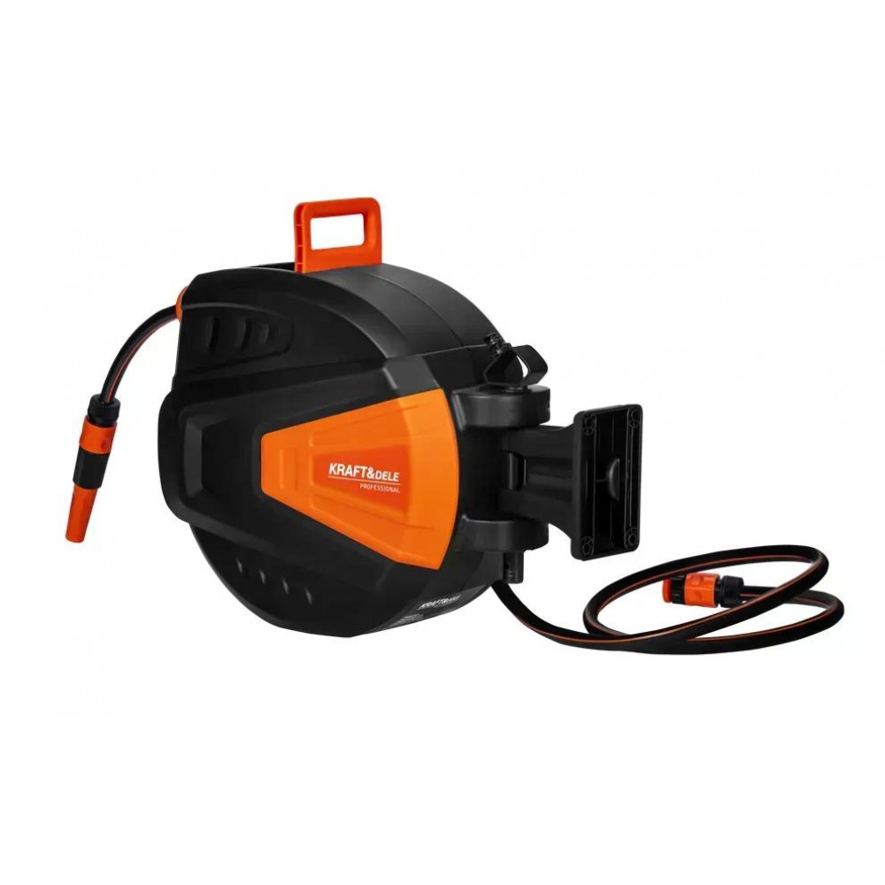 Автоматична котушка для садового шланга Kraft&Dele KD2151 1/2" 15+1,5 м — настінна, зі змотуванням, для поливу саду