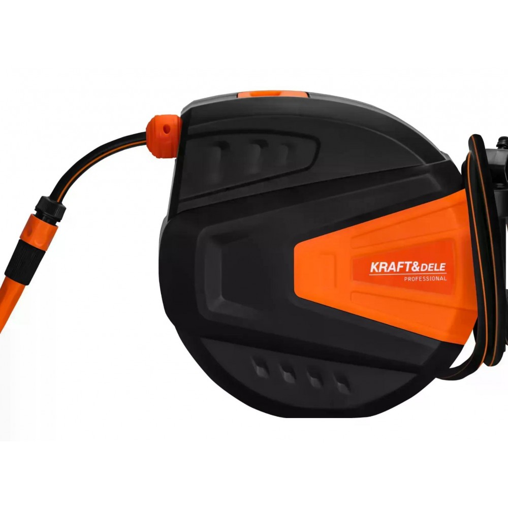Котушка автоматична Kraft&Dele KD2152 20 м + 2 м 1/2" для саду, городу та дачі — з настінним кріпленням і автоматичною змоткою шланга