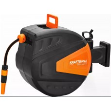 Котушка зі шлангом Kraft&Dele KD2153 30 м + 2 м 1/2" для поливу саду, городу та дачі — з автоматичним змотуванням та кріпленням