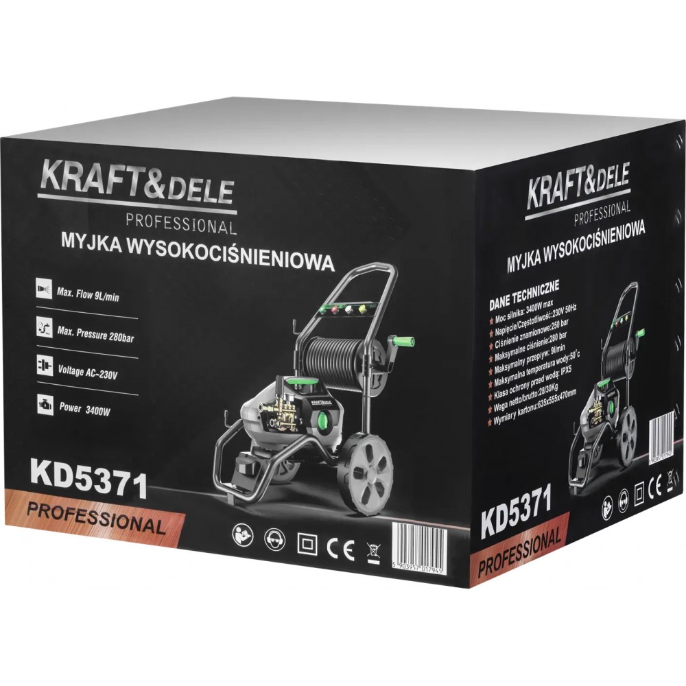 Мийка високого тиску Kraft&Dele KD5371, 3400 Вт, 280 бар