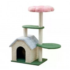 Кігтеточка-комплекс Volso KT-036 для котів з поличками та будиночком, стійка конструкція