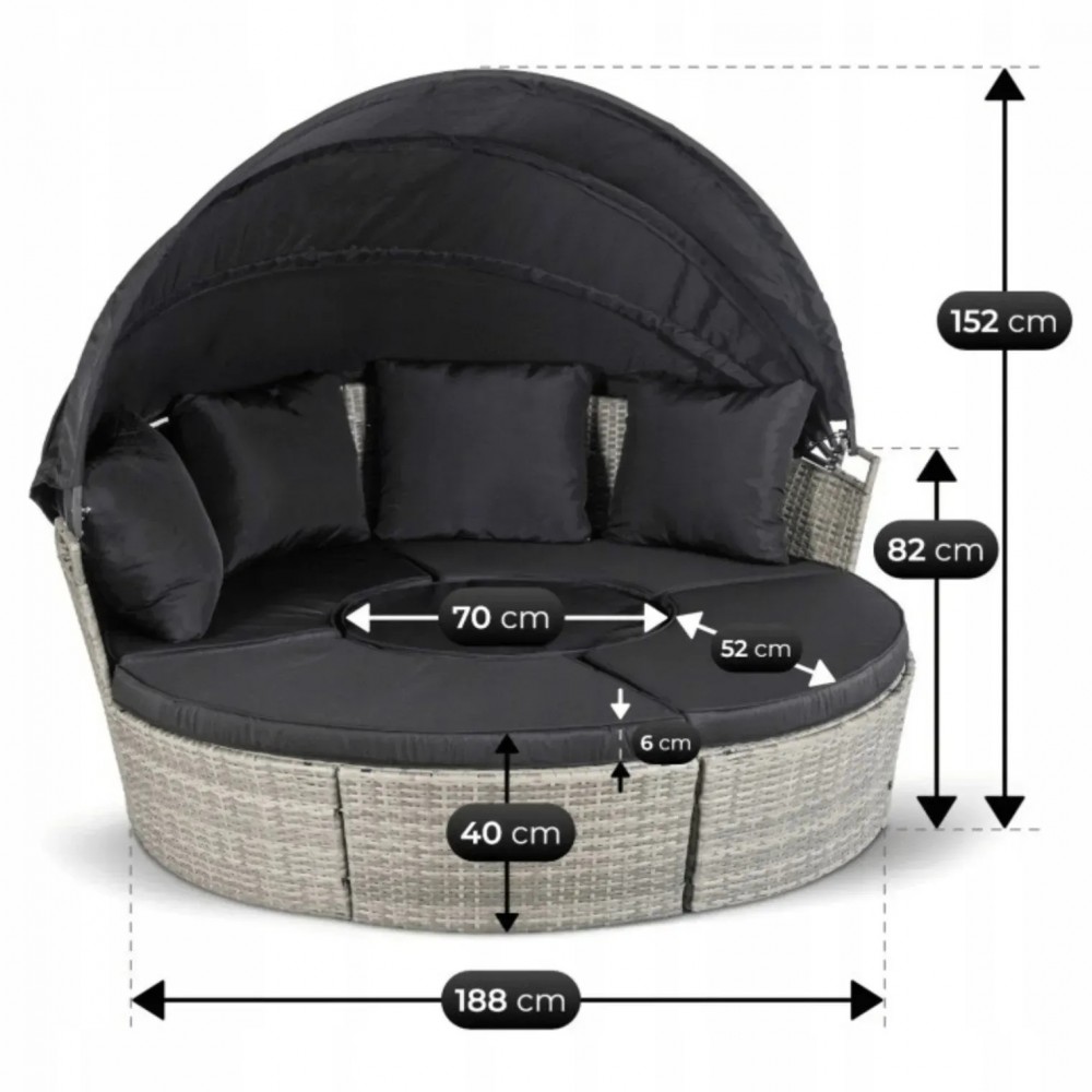 Набір садових меблів Mebel Elite California Garden Gray ME.CALIFORNIA/CP/RT/OGR/ZES
