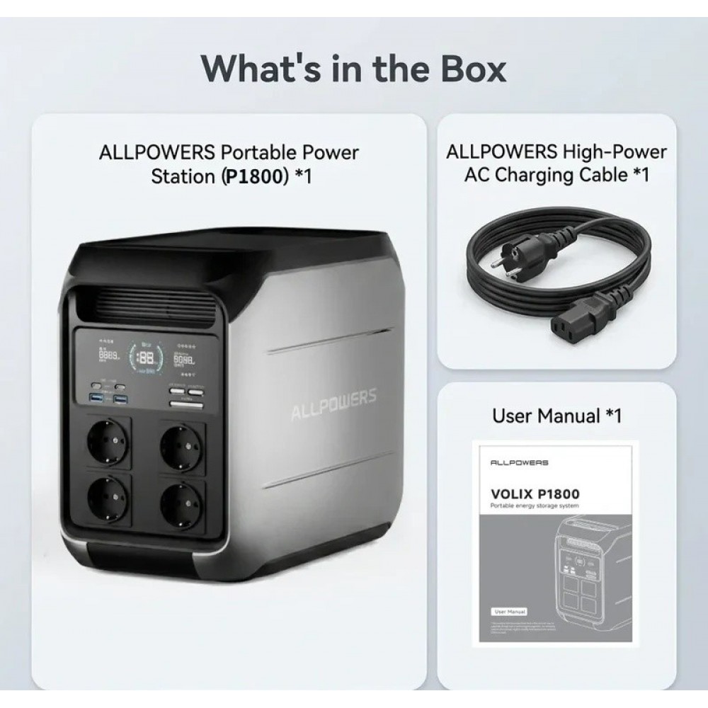 Зарядна станція Allpowers VOLIX P1800 LiFePO4 1800 Вт/1024 Вт*год