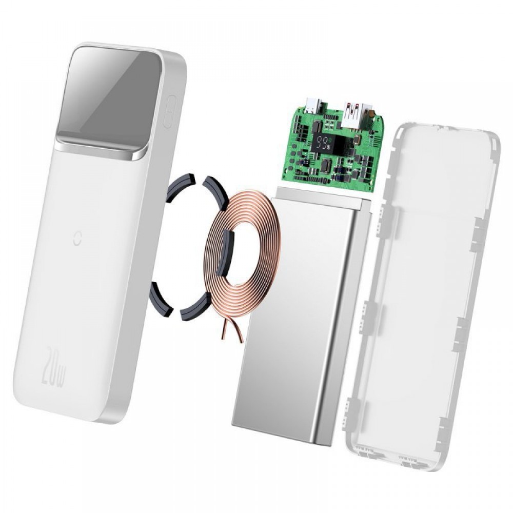 Power Bank Baseus Magnetic Wireless Fast Charging 20W 10000mAh White (PPCX010102)