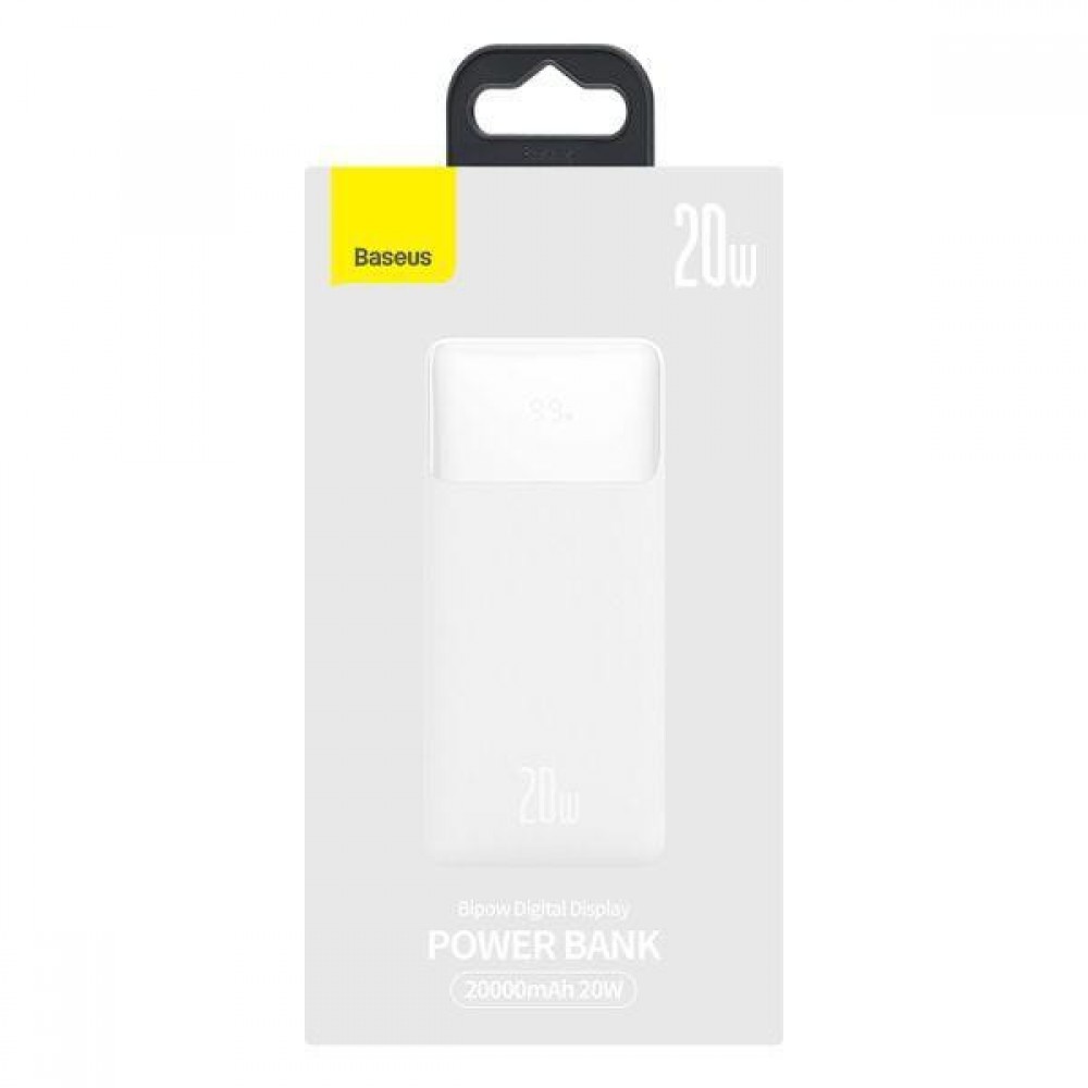 Зовнішній акумулятор (Power Bank) Baseus PowerBank Bipow Digital Display 20000mAh 20W White (PPDML-M02)