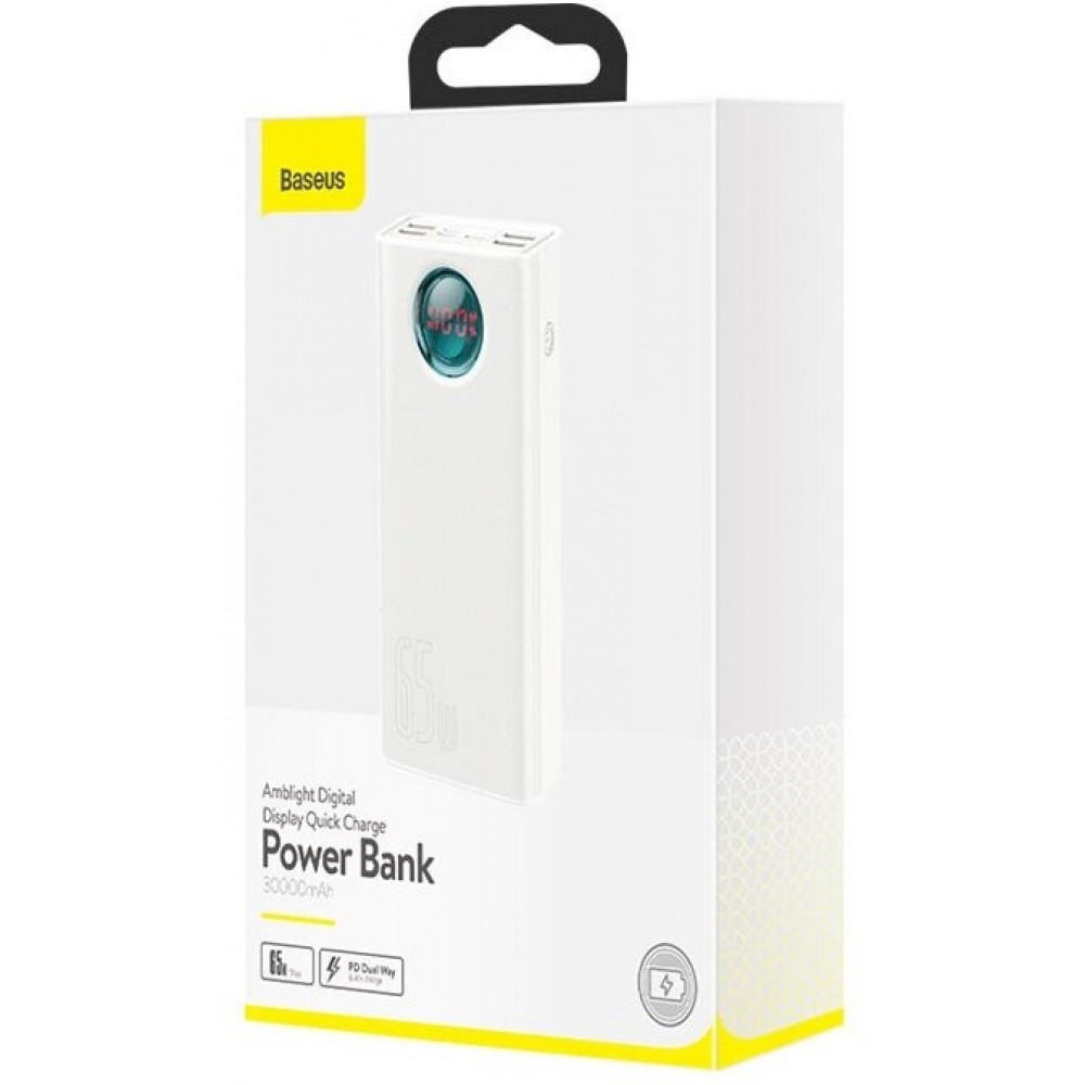 Power Bank Baseus Amblight Digital Display Quick Charge 65W 30000mAh White (PPLG-A02, PPLG000102)