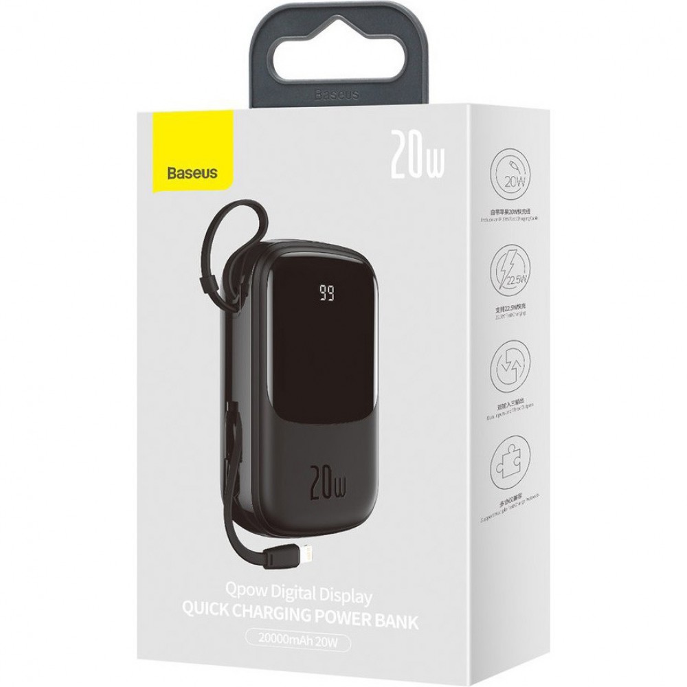 Power Bank Baseus Qpow Digital Display Quick Charging Power Bank 20W 20000mAh Black (PPQD-H01)
