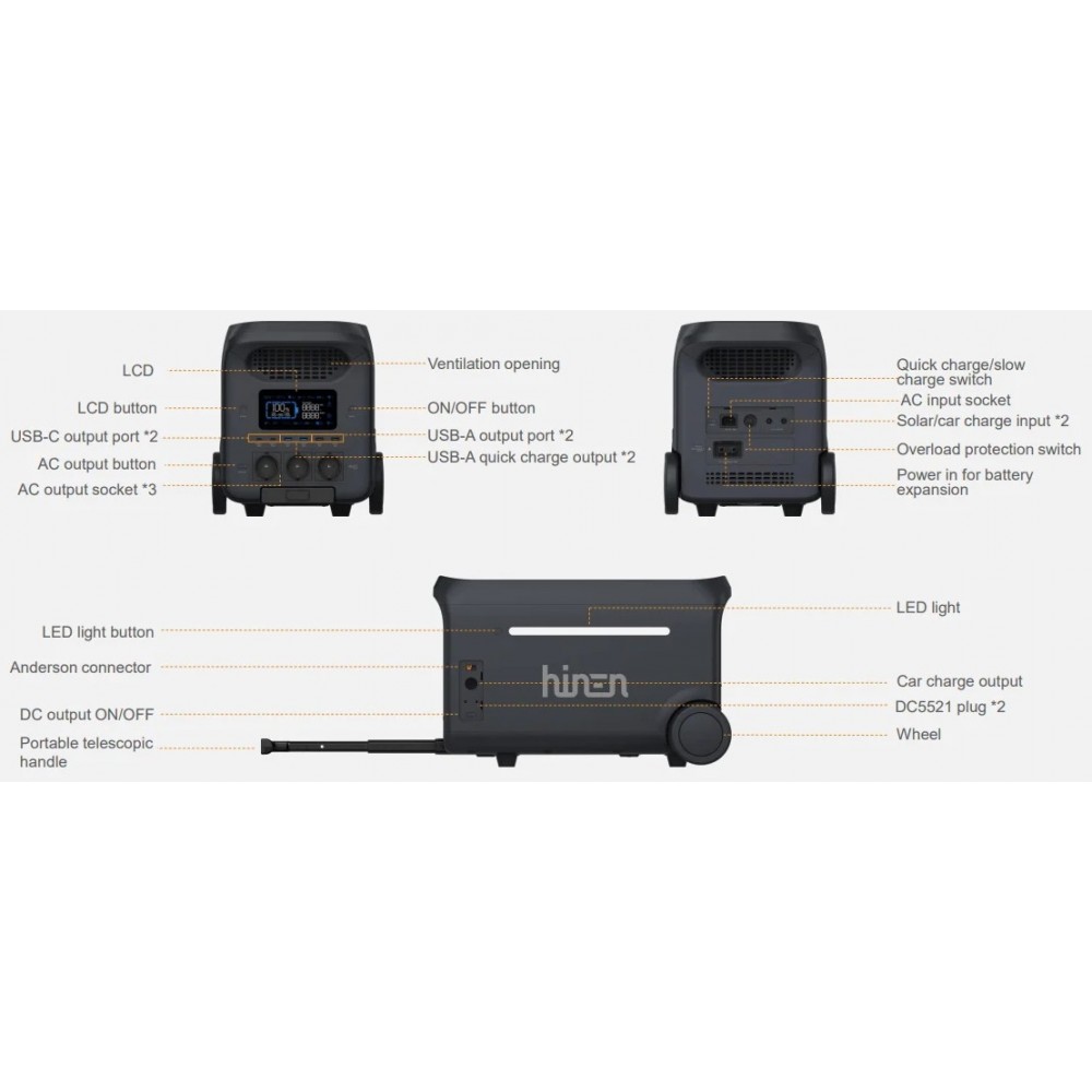 Зарядна станція Hinen PS 3000 LiFePO4 3000 Вт / 2560 Вт * год
