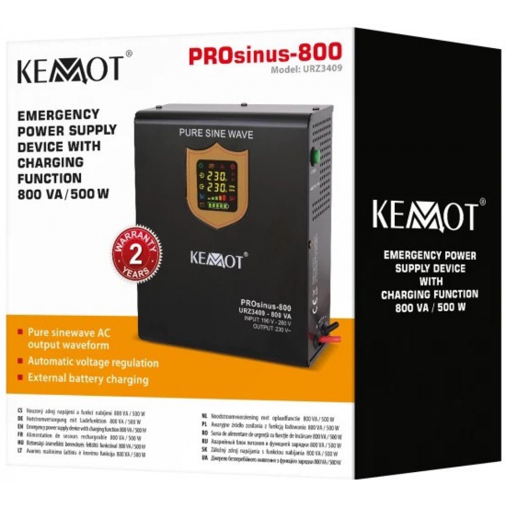 Гібридний ДБЖ/інвертор Kemot PROsinus-800 500W (URZ3409)